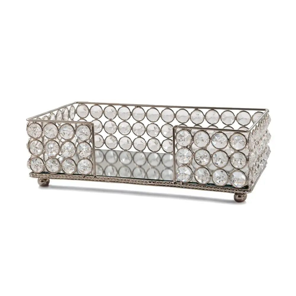 10" Silver Iron And Crystal Flat Napkin Holder Homeroots Kitchen & Dining