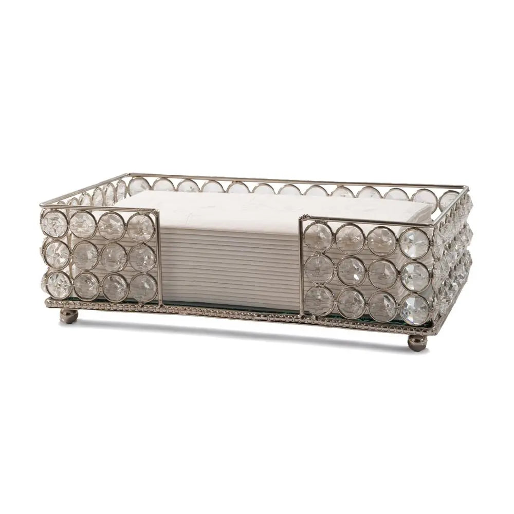 10" Silver Iron And Crystal Flat Napkin Holder Homeroots Kitchen & Dining