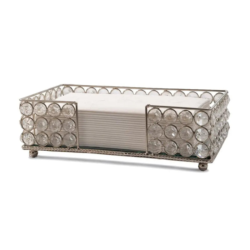 10" Silver Iron And Crystal Flat Napkin Holder Homeroots Kitchen & Dining