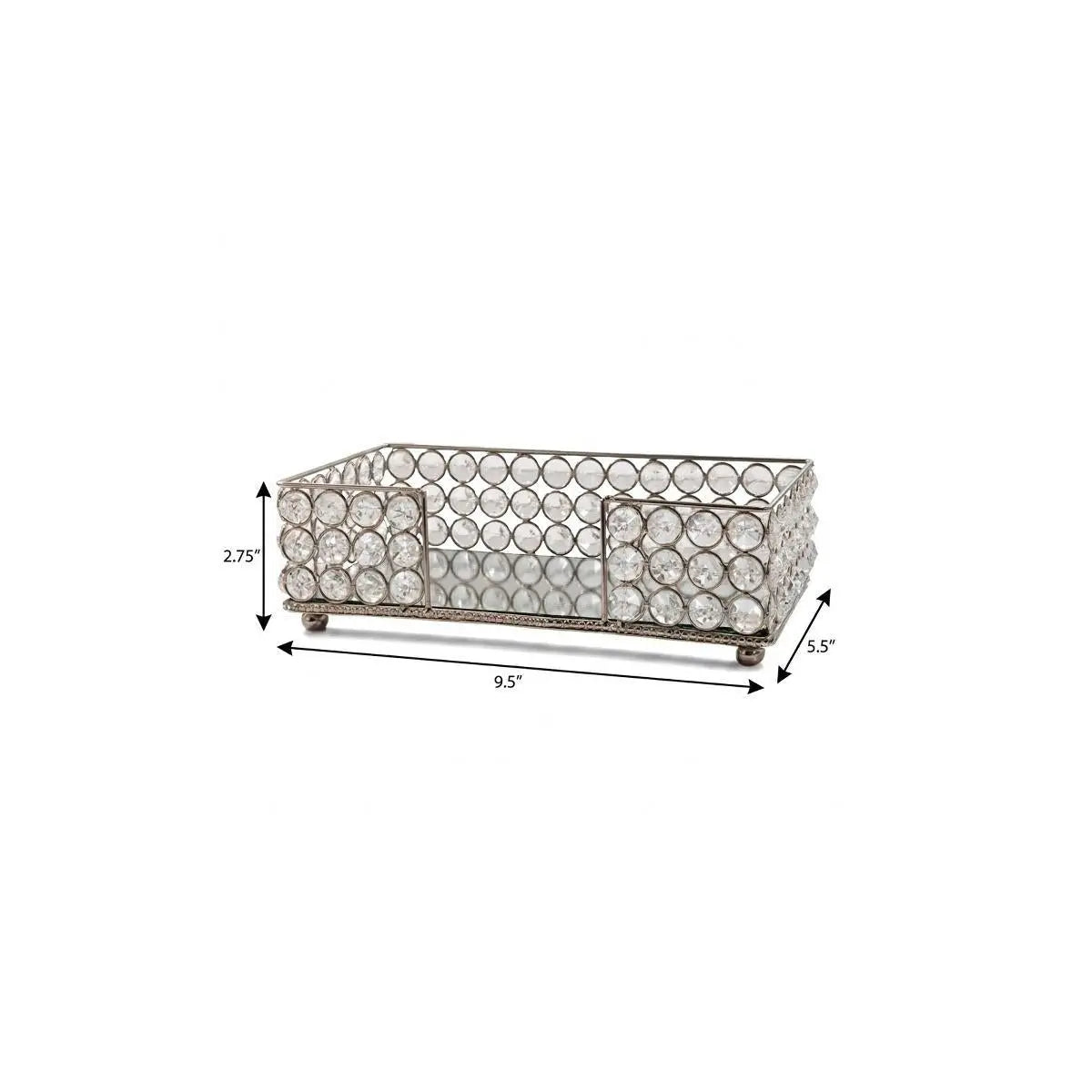 10" Silver Iron And Crystal Flat Napkin Holder Homeroots Kitchen & Dining