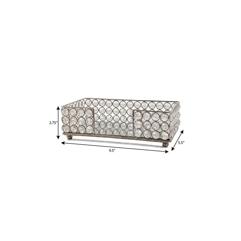 10" Silver Iron And Crystal Flat Napkin Holder Homeroots Kitchen & Dining