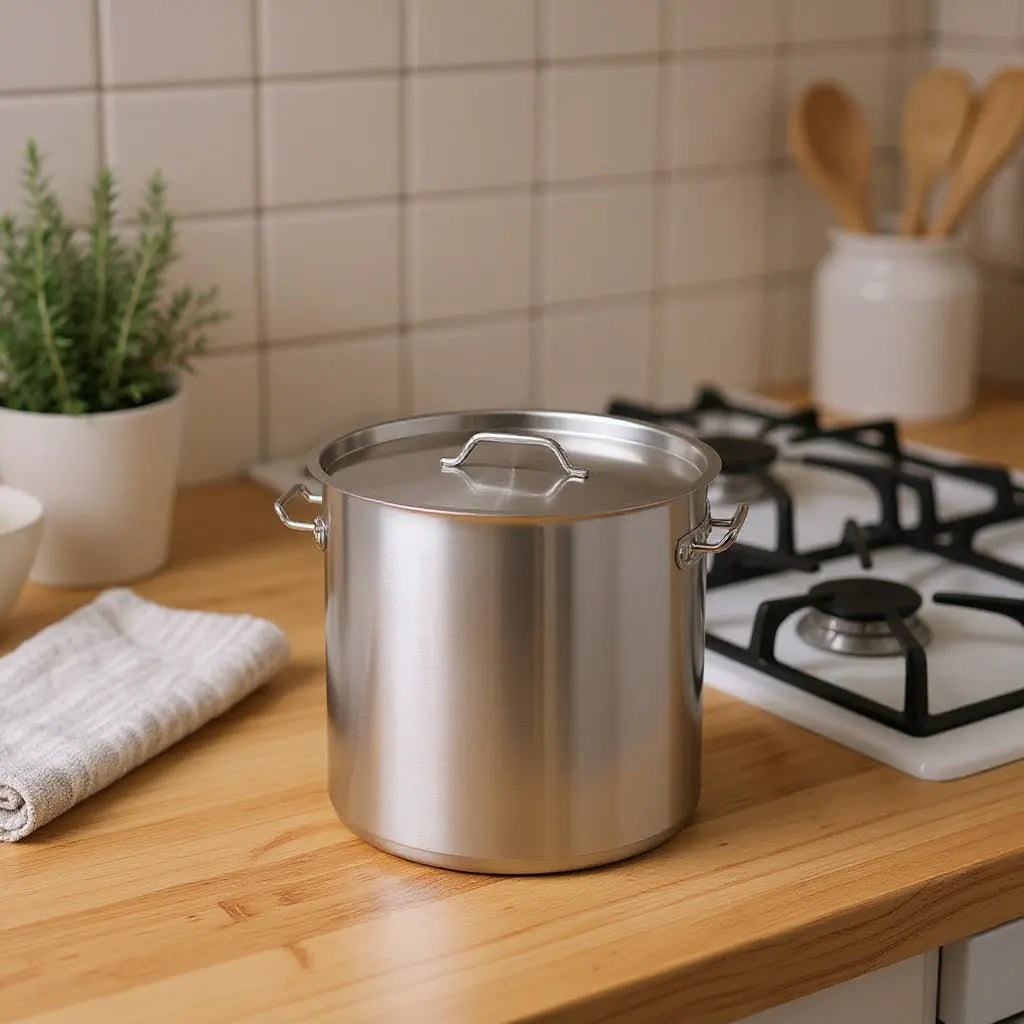 10" Silver Stainless Steel Stock Pot Homeroots Kitchen & Dining