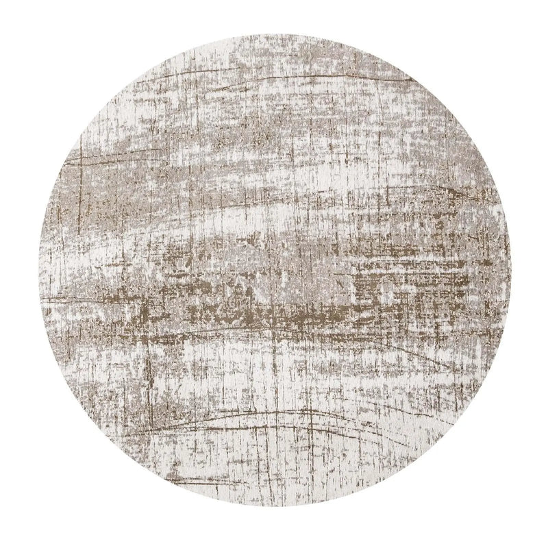 10' Tan And White Abstract Washable Round Rug With UV Protection Homeroots Home Decor