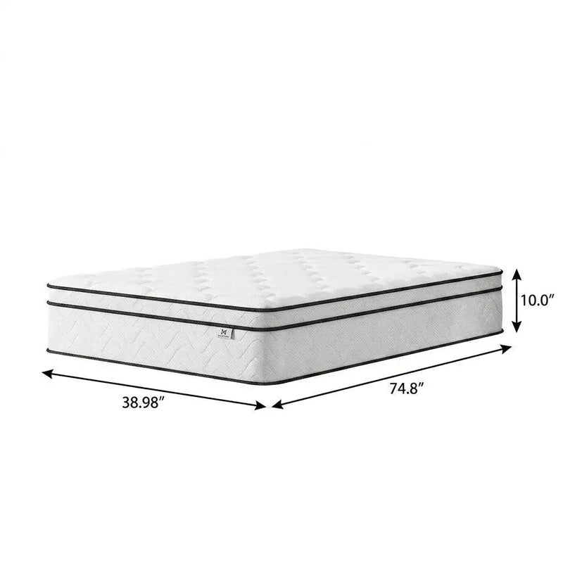 10" Twin Gel Memory Foam Medium Chevron Hybrid Mattress Homeroots Bed & Bath