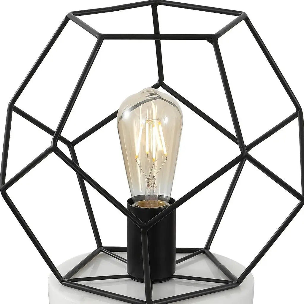 10" White Geometric Table Lamp Homeroots Lighting