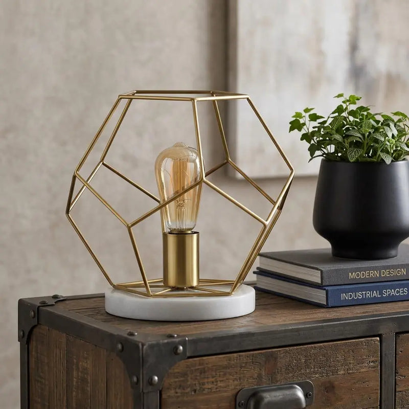 10" White Geometric Table Lamp Homeroots Lighting
