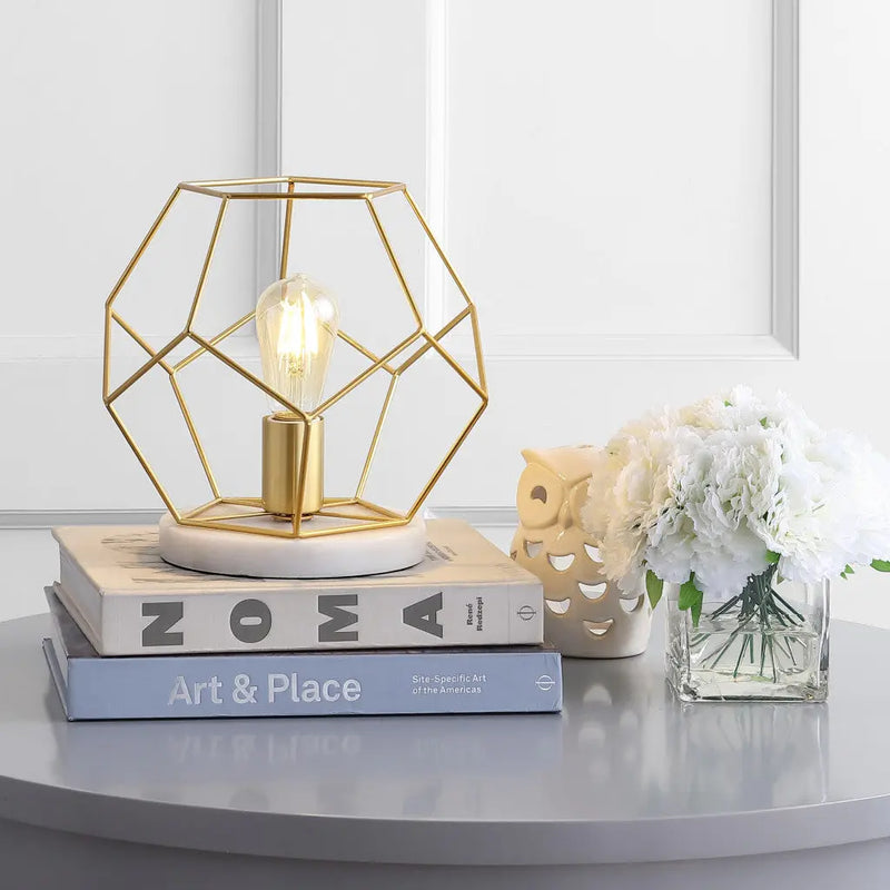 10" White Geometric Table Lamp Homeroots Lighting