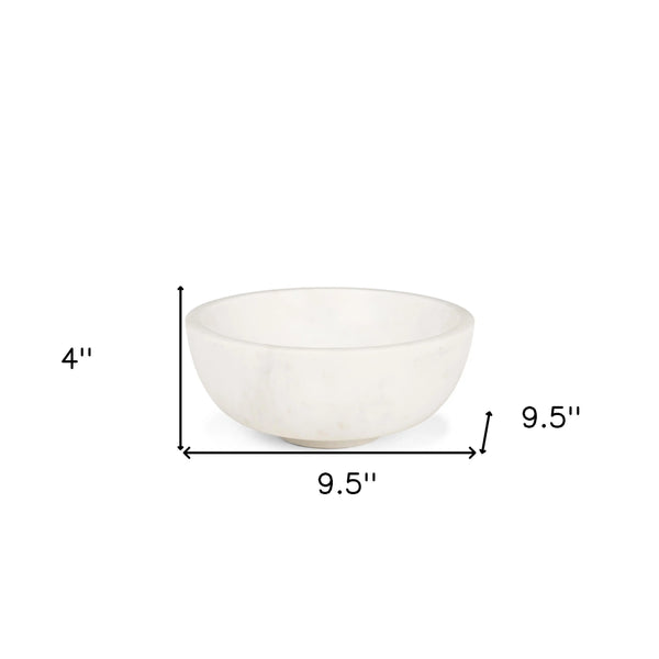 10" White Marble Round Centerpiece Bowl Homeroots Kitchen & Dining