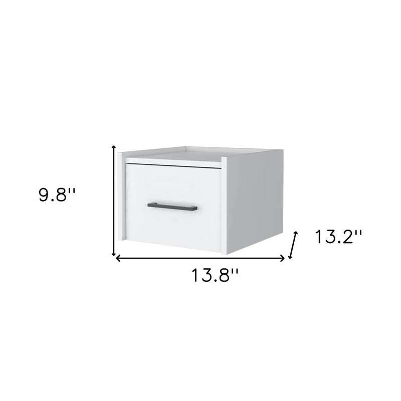 10" White Wood One Drawer Floating Nightstand Homeroots Bed & Bath