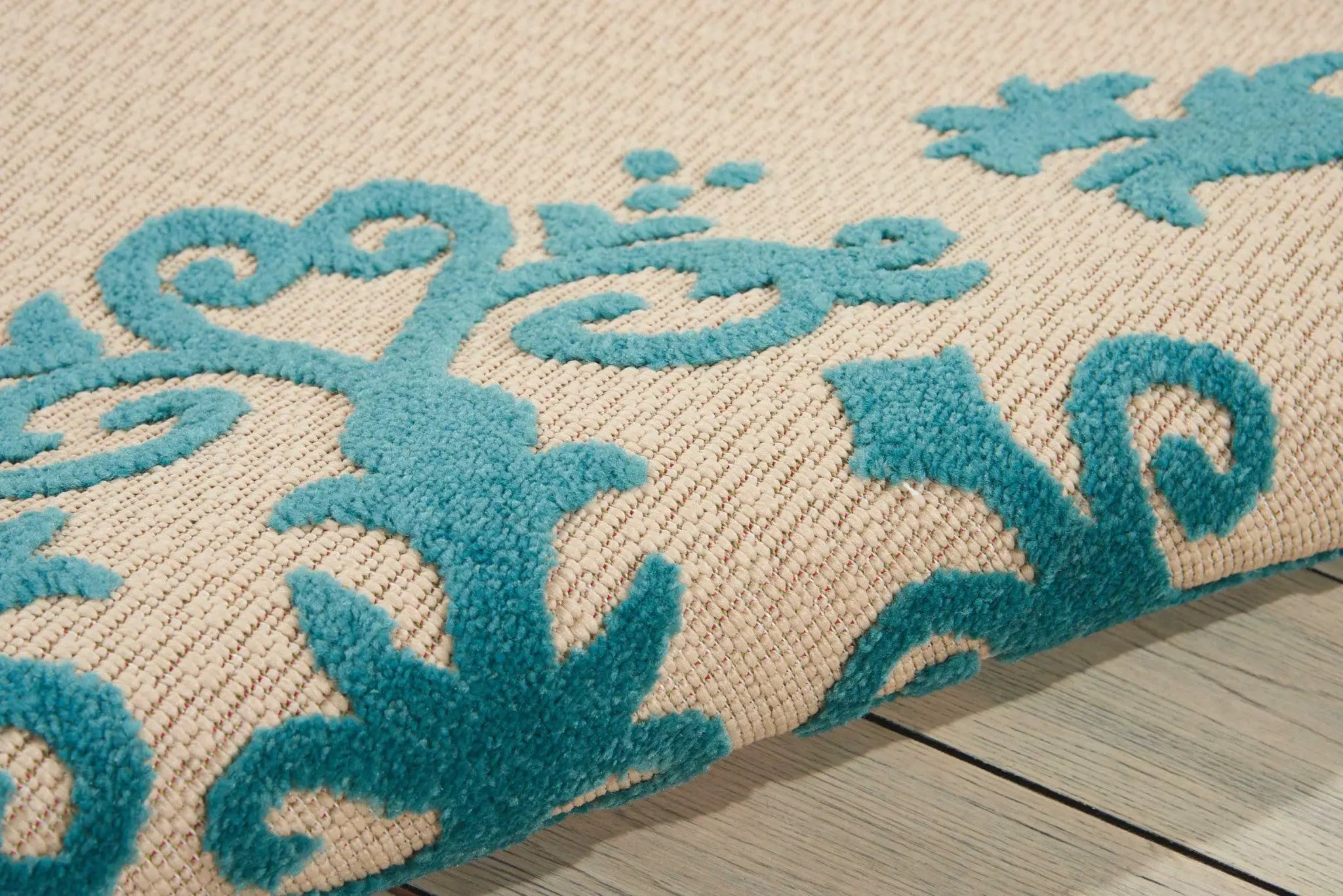 10' X 13' Aqua Indoor Outdoor Area Rug Homeroots Outdoor