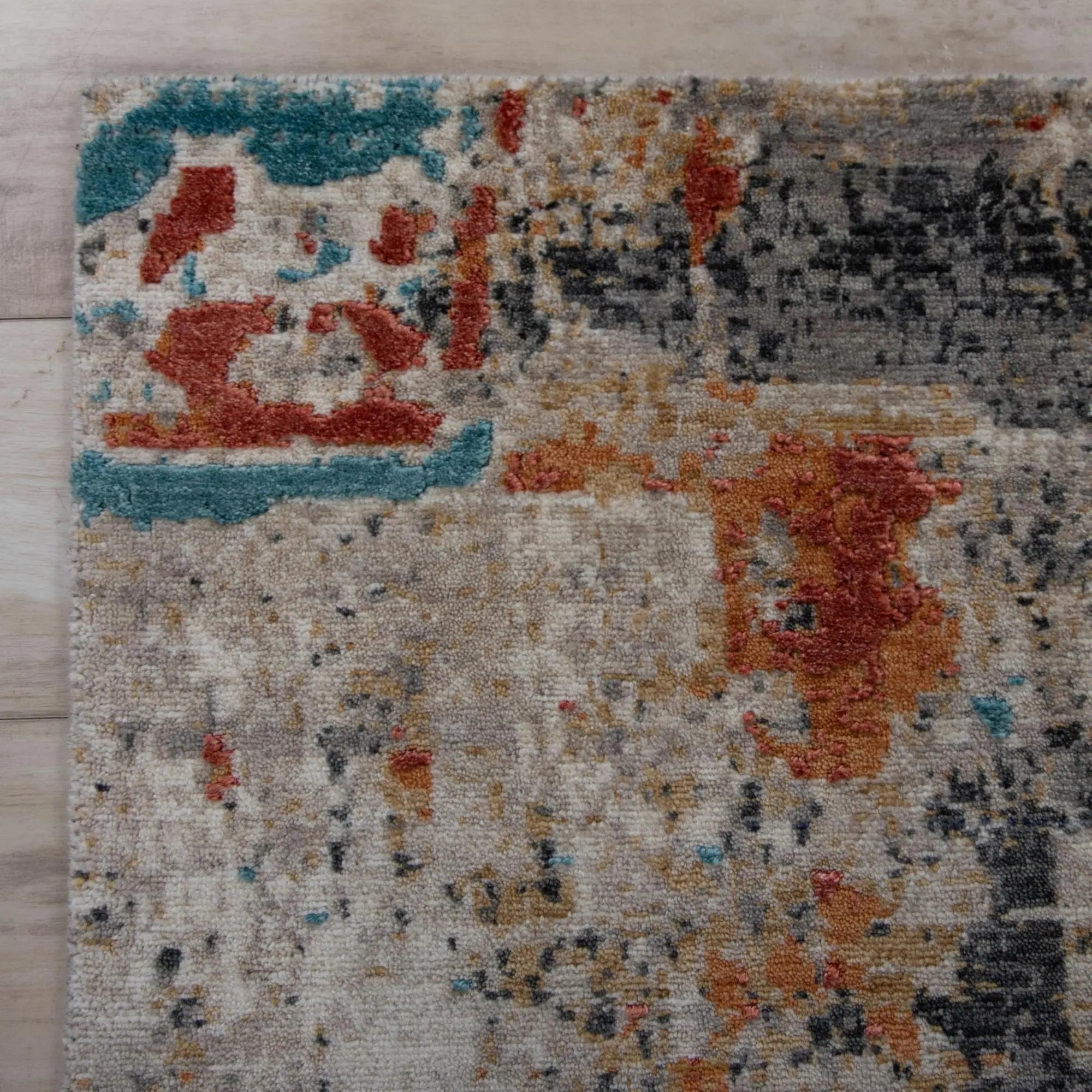 10' X 13' Beige Yellow Orange Blue Ivory Gray Charcoal And Red New Zealand Lambs Wool Abstract Hand Carved Handmade Area Rug Homeroots Home Decor