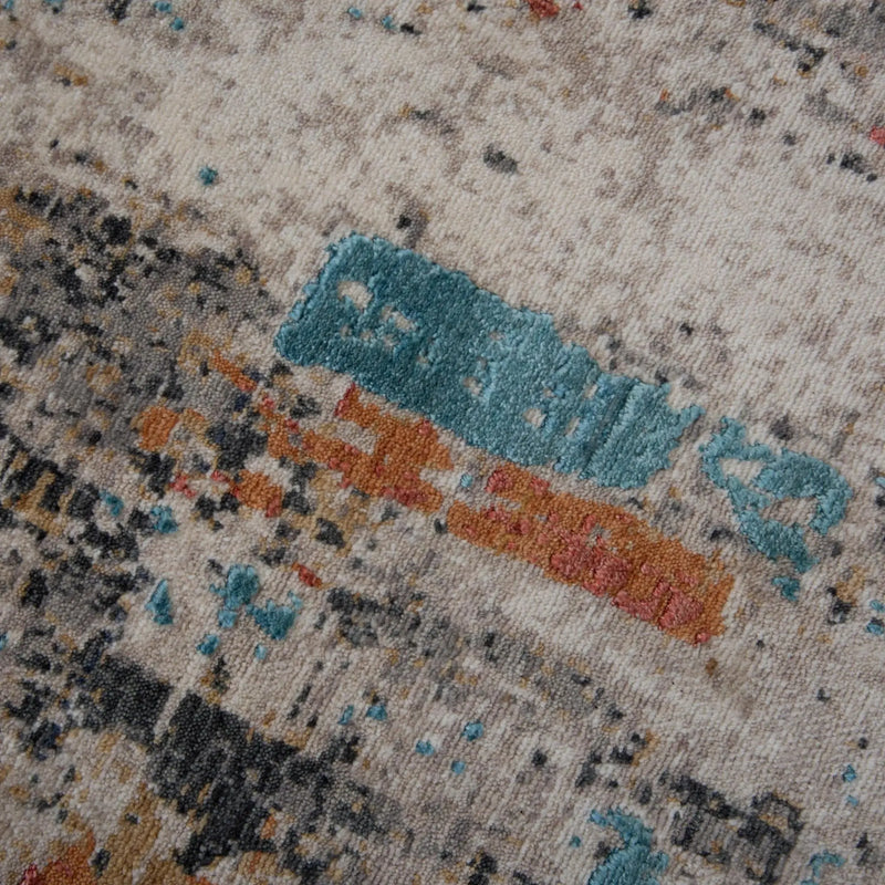 10' X 13' Beige Yellow Orange Blue Ivory Gray Charcoal And Red New Zealand Lambs Wool Abstract Hand Carved Handmade Area Rug Homeroots Home Decor