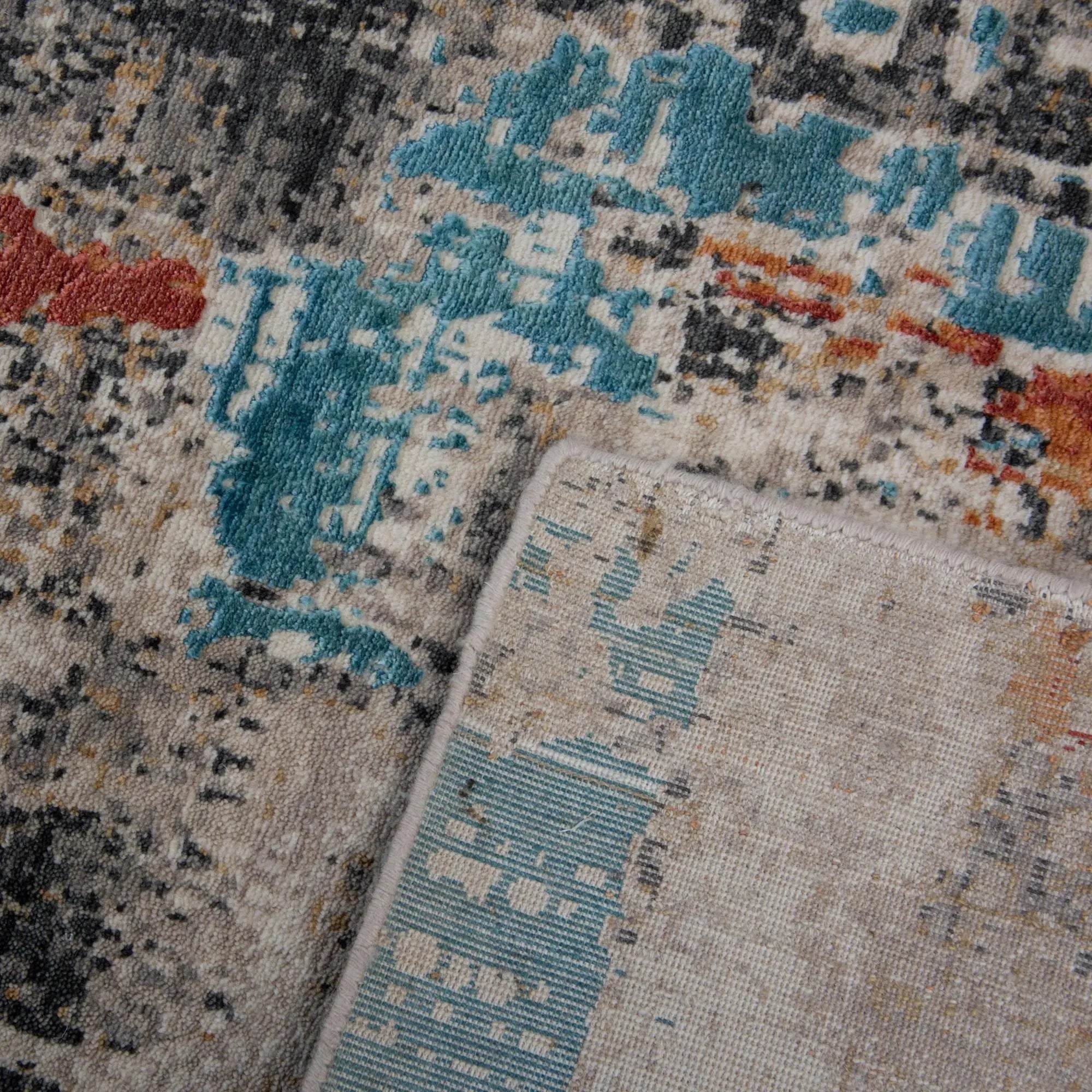 10' X 13' Beige Yellow Orange Blue Ivory Gray Charcoal And Red New Zealand Lambs Wool Abstract Hand Carved Handmade Area Rug Homeroots Home Decor