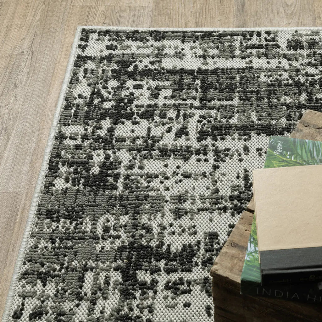 10' X 13' Beige and Black Abstract Stain Resistant Indoor Outdoor Area Rug Homeroots Outdoor
