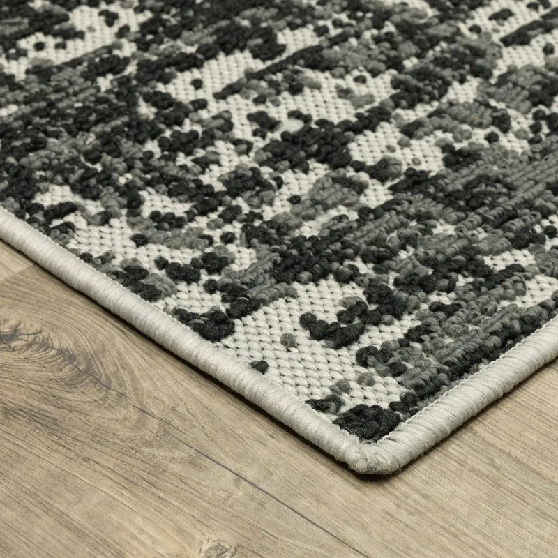10' X 13' Beige and Black Abstract Stain Resistant Indoor Outdoor Area Rug Homeroots Outdoor