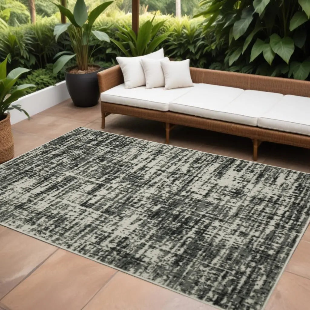 10' X 13' Beige and Black Abstract Stain Resistant Indoor Outdoor Area Rug Homeroots Outdoor