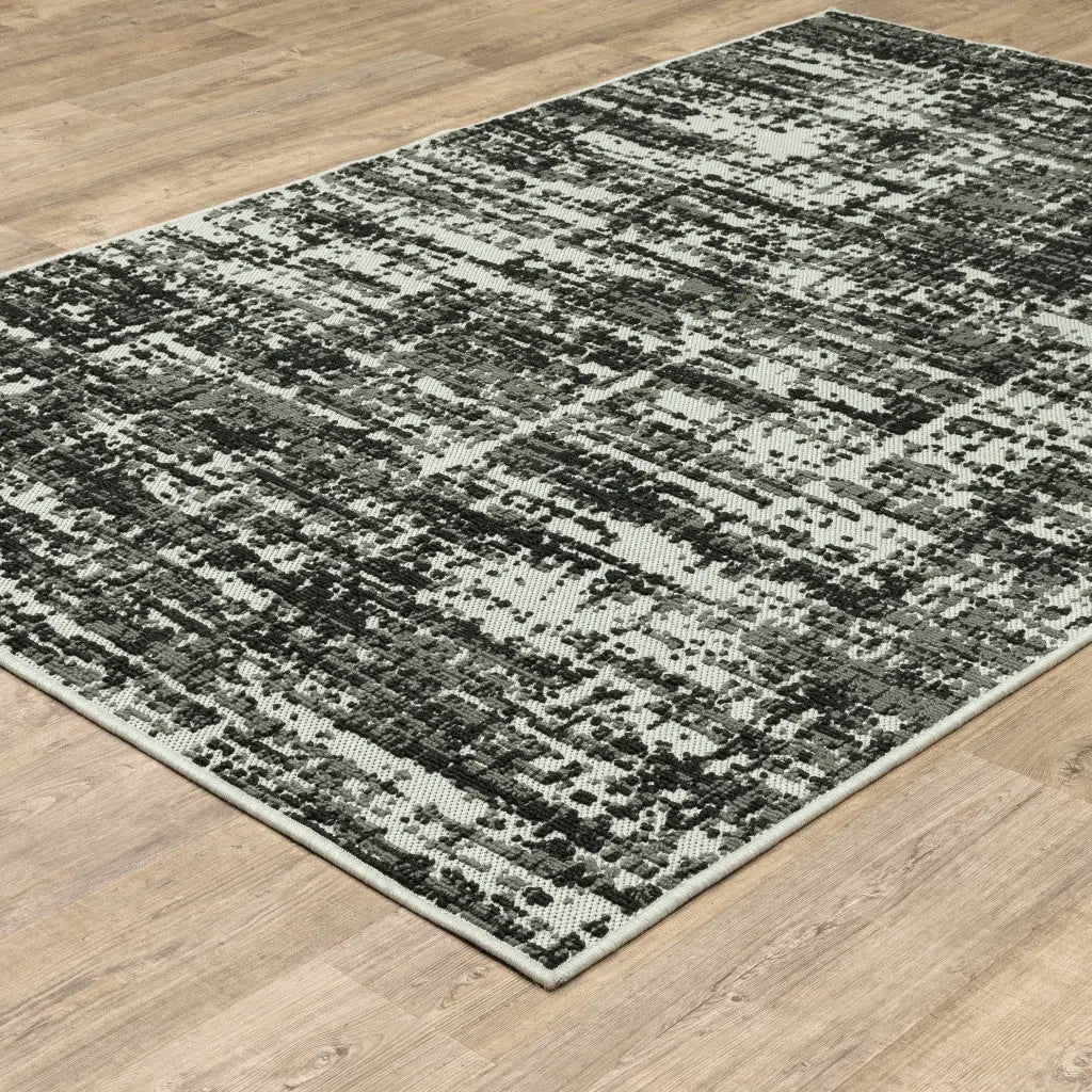 10' X 13' Beige and Black Abstract Stain Resistant Indoor Outdoor Area Rug Homeroots Outdoor