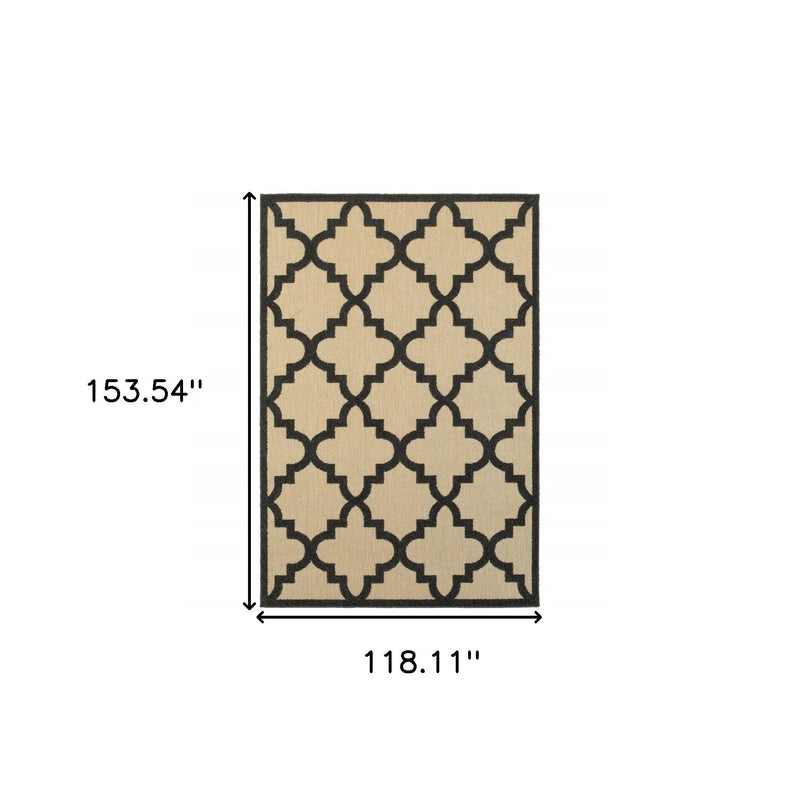 10' X 13' Beige and Black Geometric Stain Resistant Indoor Outdoor Area Rug Homeroots Outdoor