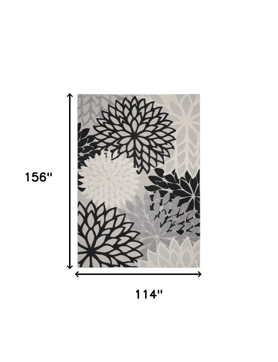 10' X 13' Black And White Floral Indoor Outdoor Area Rug Homeroots Outdoor