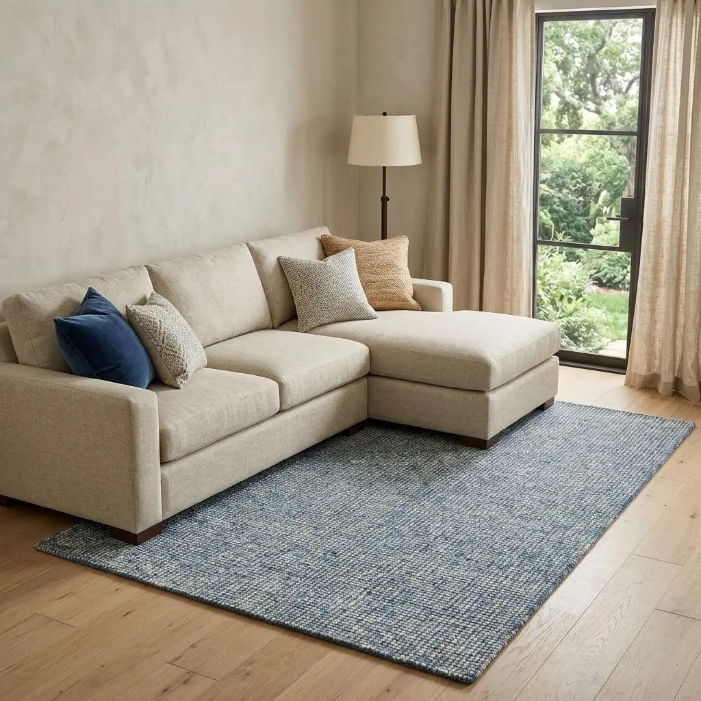 10' X 13' Blue And Beige Wool Hand Tufted Area Rug Homeroots Home Decor
