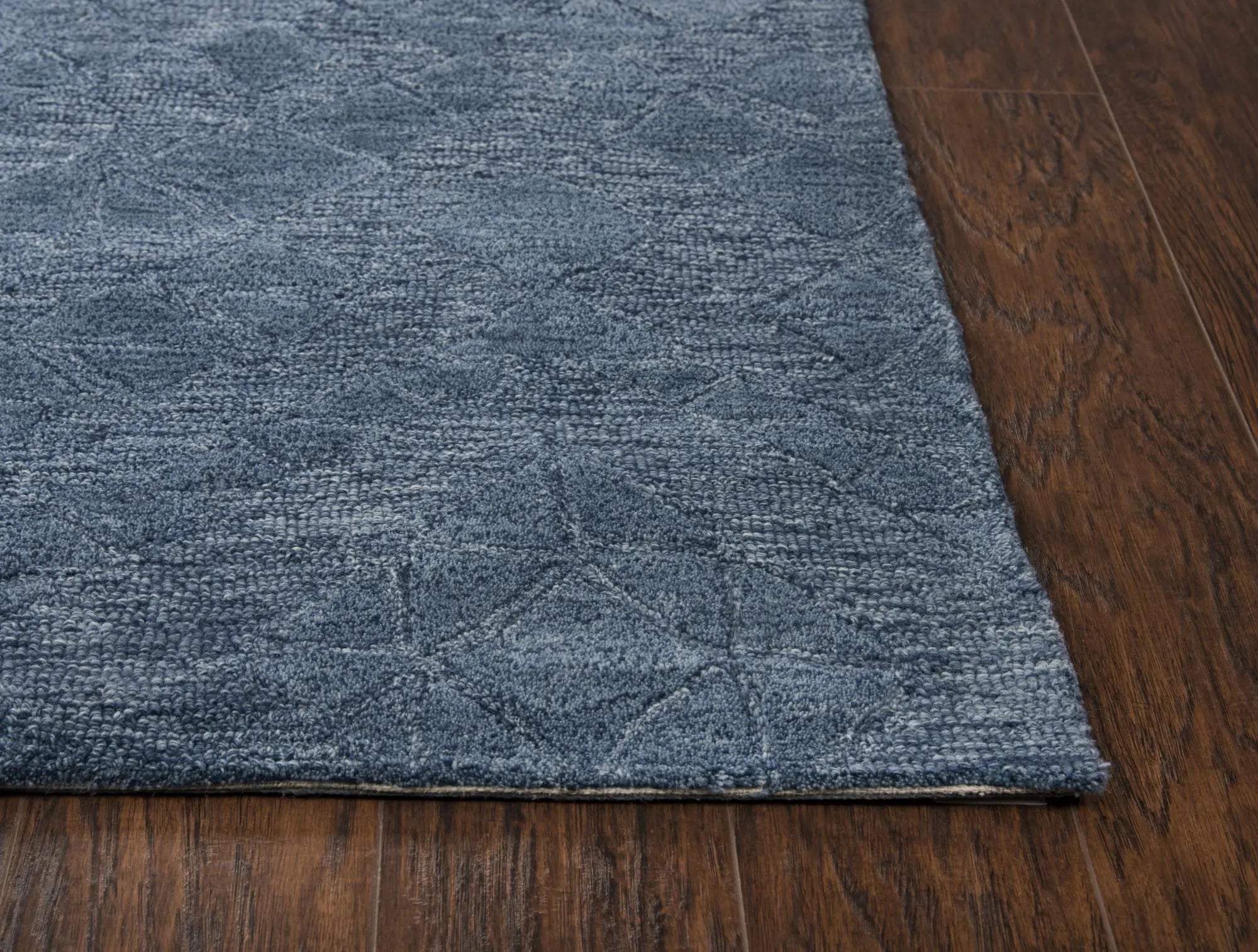 10' X 13' Blue And Dark Blue Wool Geometric Hand Tufted Area Rug Homeroots Home Decor