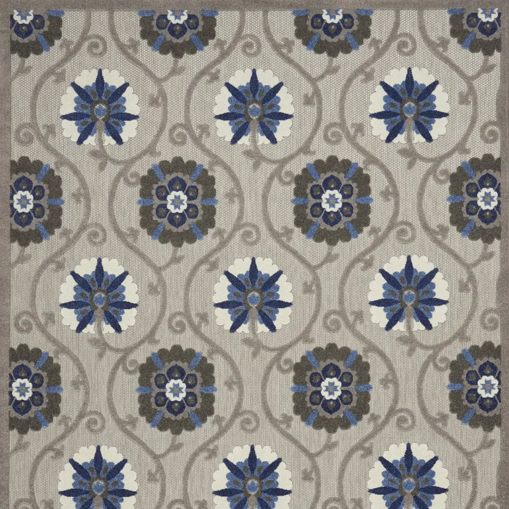10' X 13' Blue And Gray Indoor Outdoor Area Rug - GreatEagleInc