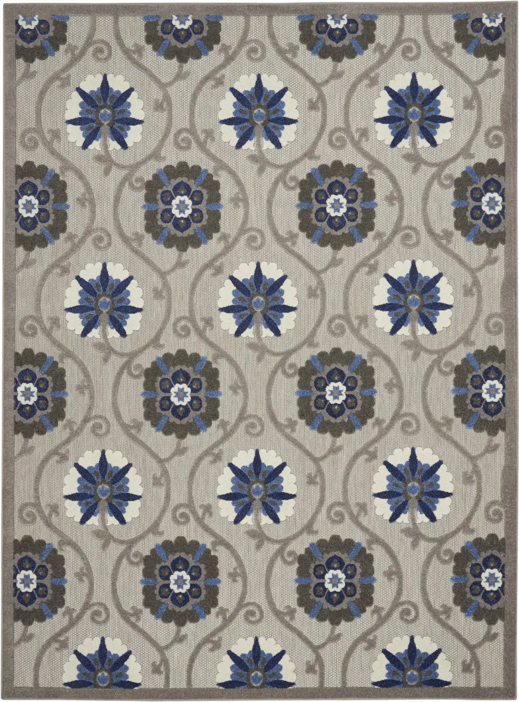10' X 13' Blue And Gray Indoor Outdoor Area Rug - GreatEagleInc