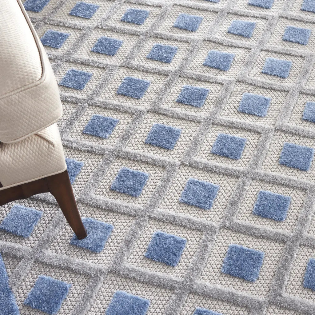 10' X 13' Blue And Gray Indoor Outdoor Area Rug Homeroots Outdoor