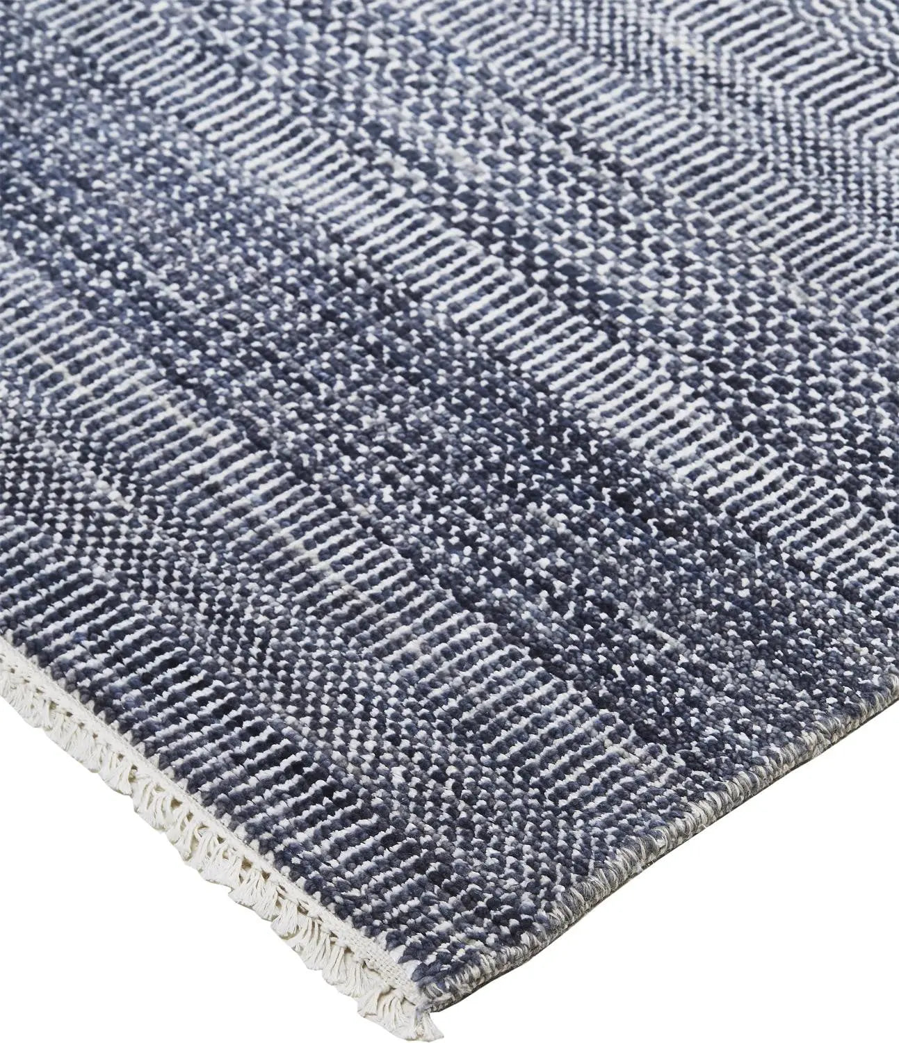 10' X 13' Blue And Gray Wool Striped Hand Knotted Area Rug Homeroots Home Decor