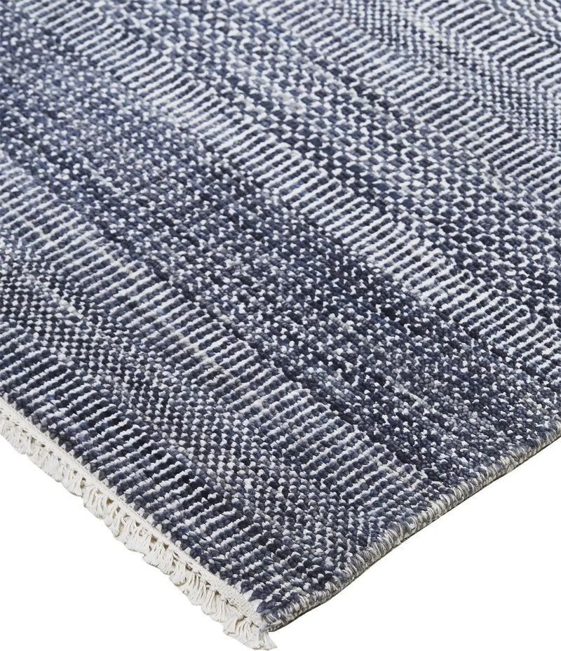 10' X 13' Blue And Gray Wool Striped Hand Knotted Area Rug Homeroots Home Decor