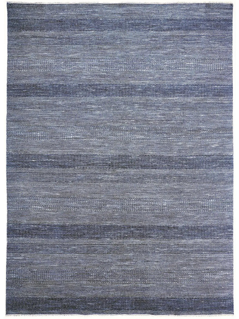 10' X 13' Blue And Gray Wool Striped Hand Knotted Area Rug Homeroots Home Decor