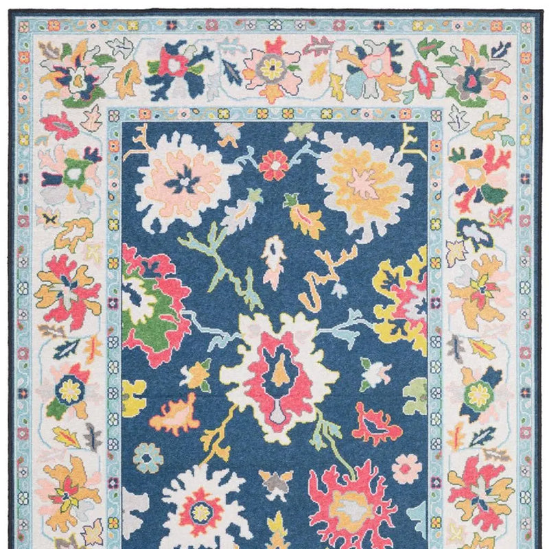 10' X 13' Blue And Pink Oriental Washable Area Rug Homeroots Home Decor