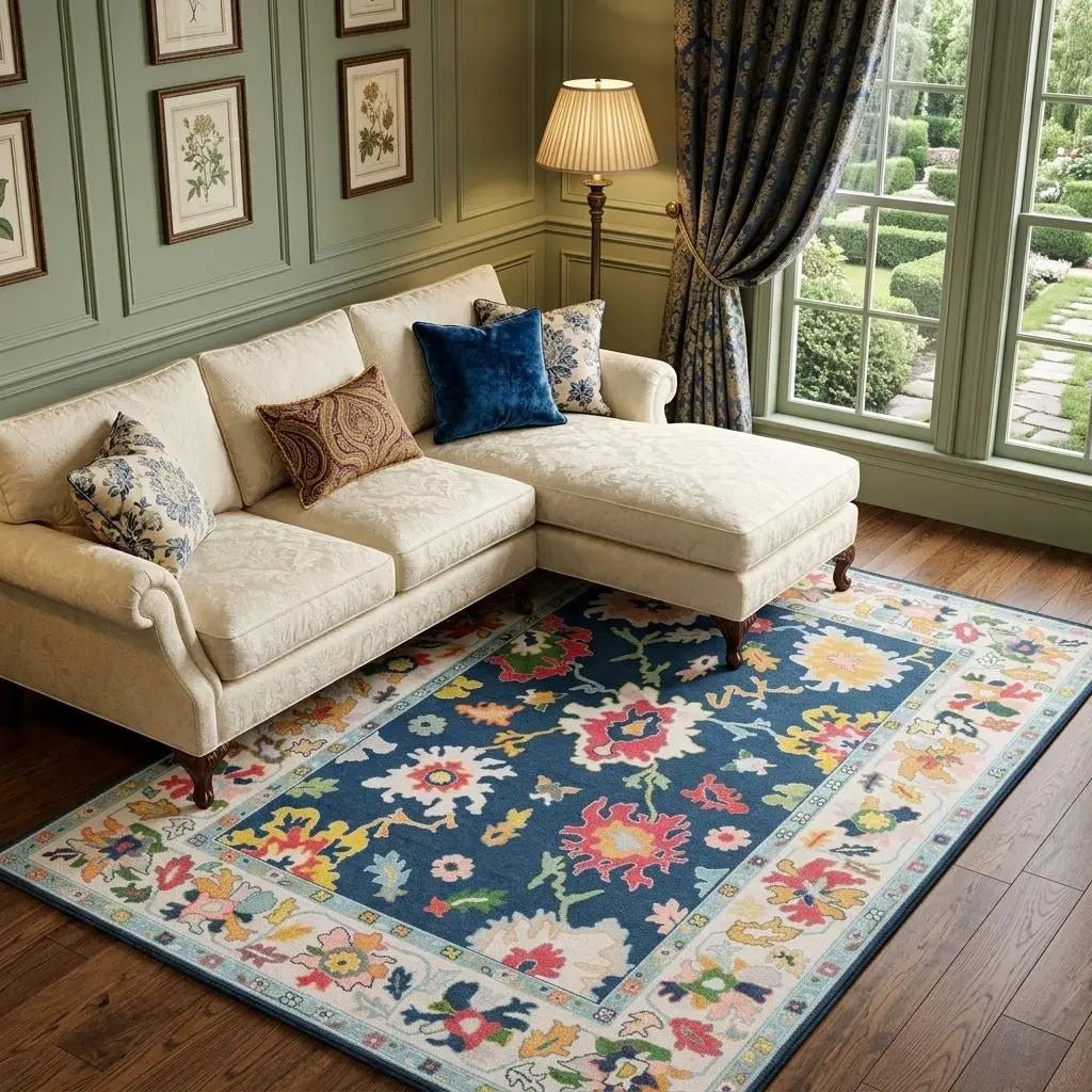 10' X 13' Blue And Pink Oriental Washable Area Rug Homeroots Home Decor