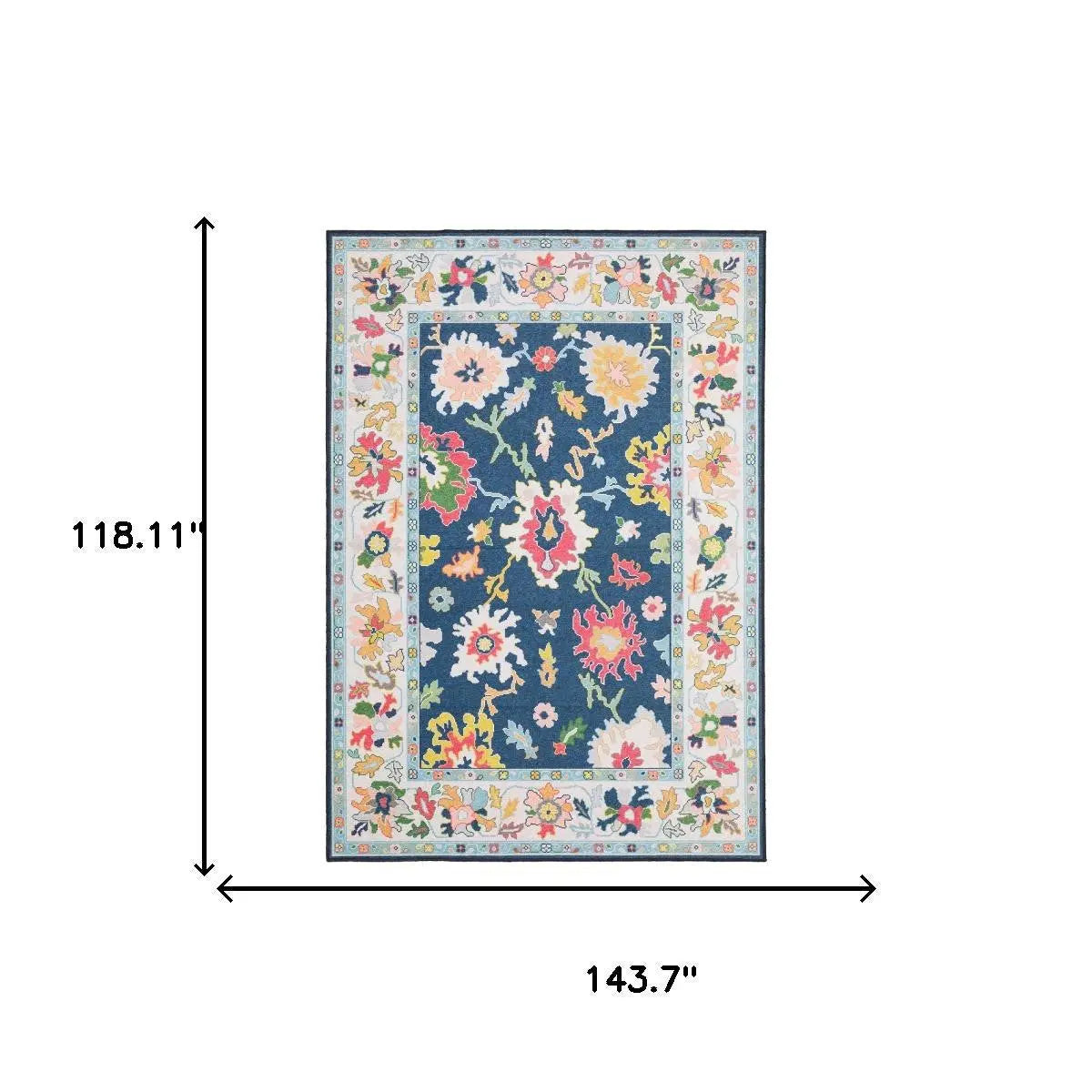 10' X 13' Blue And Pink Oriental Washable Area Rug Homeroots Home Decor