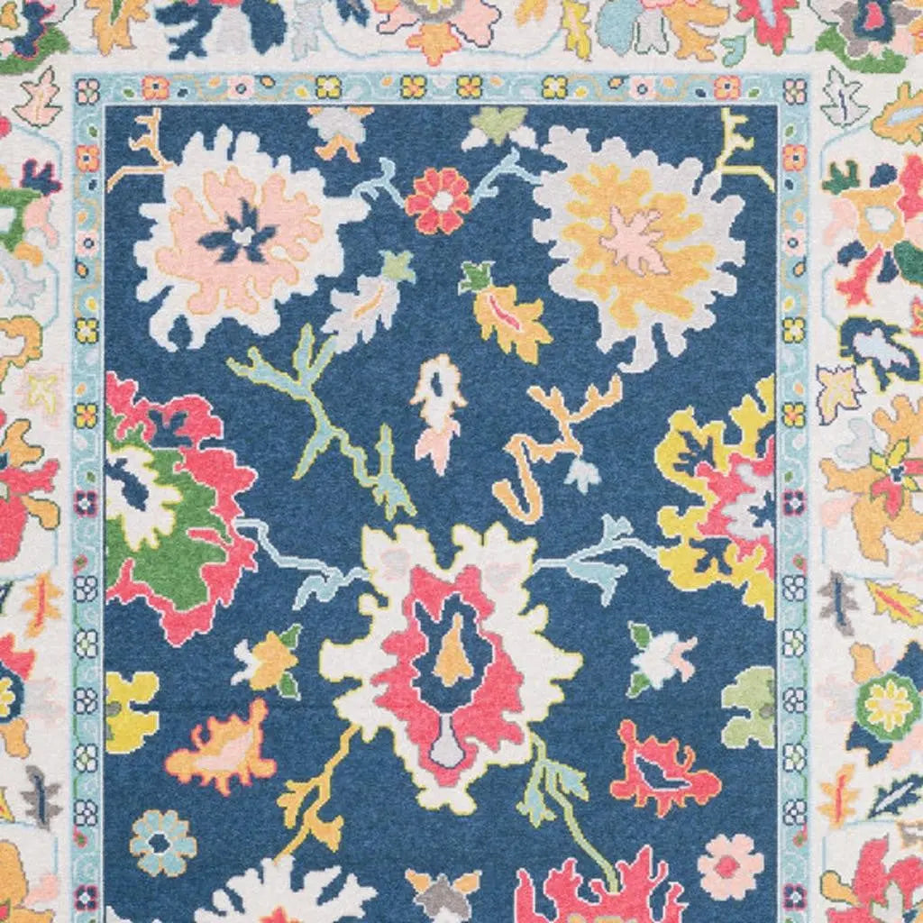10' X 13' Blue And Pink Oriental Washable Area Rug Homeroots Home Decor