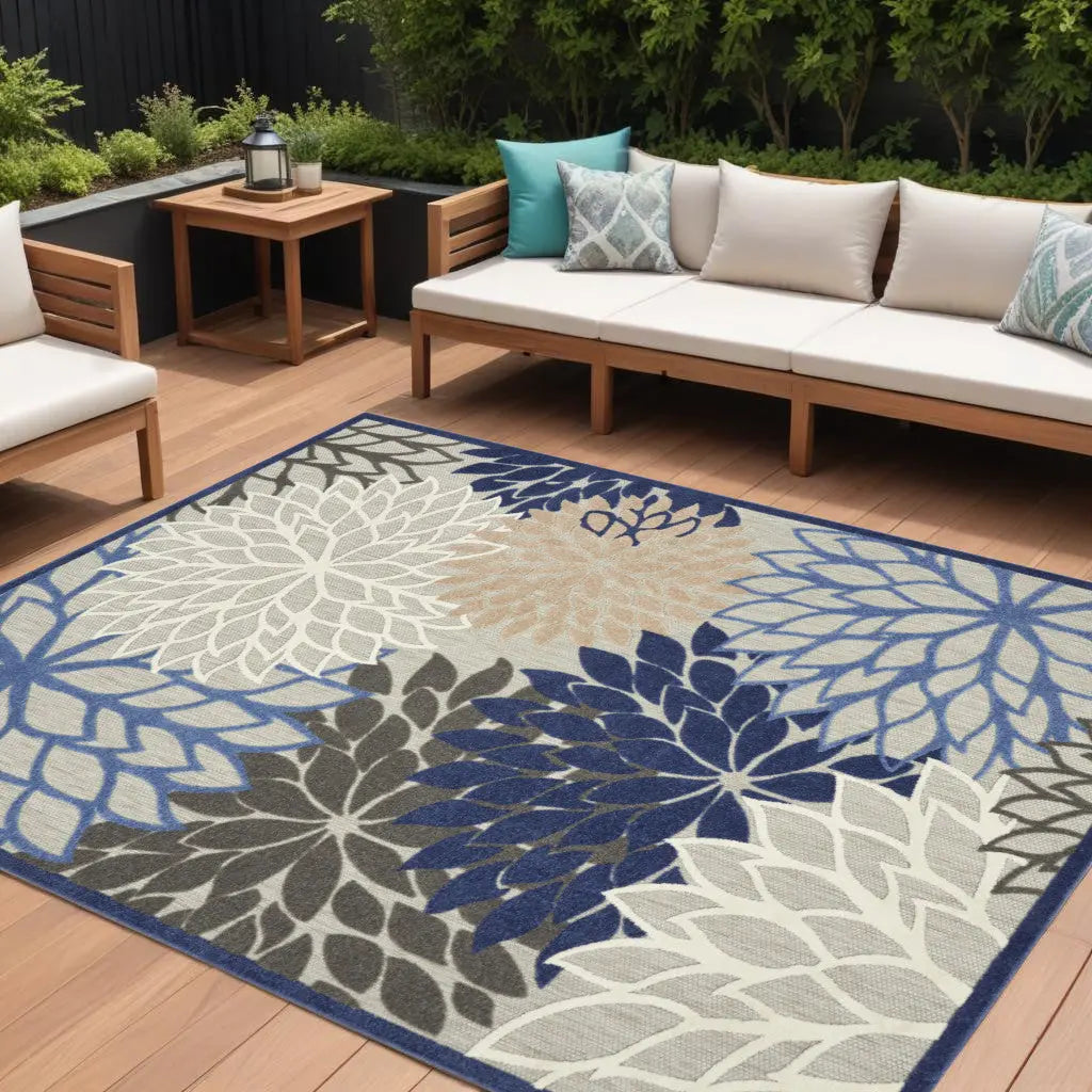 10' X 13' Blue Indoor Outdoor Area Rug - GreatEagleInc