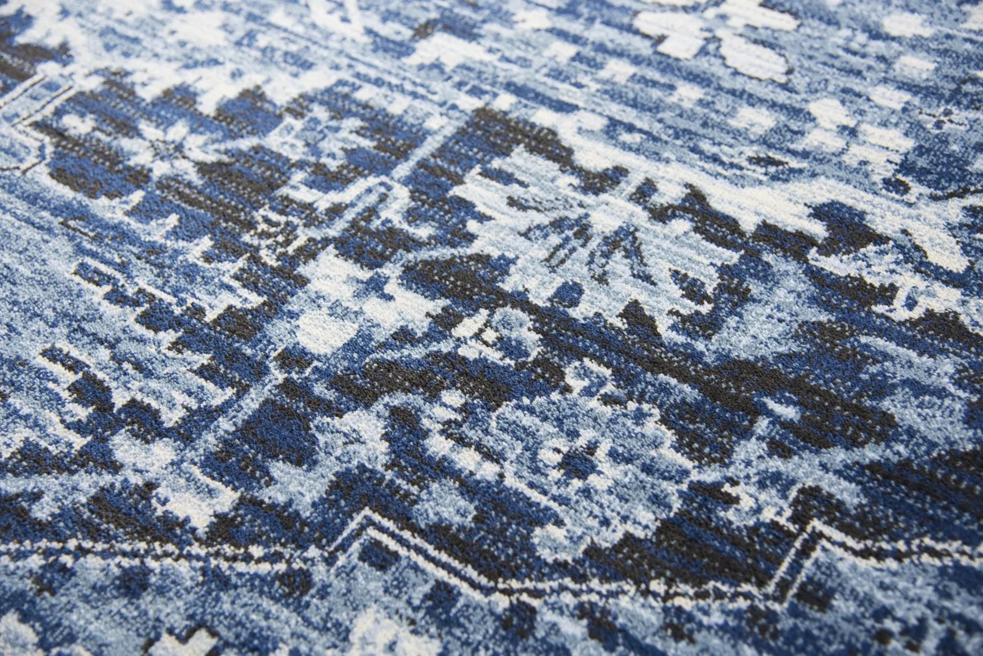 10' X 13' Blue Ivory And Dark Blue Oriental Area Rug Homeroots Home Decor