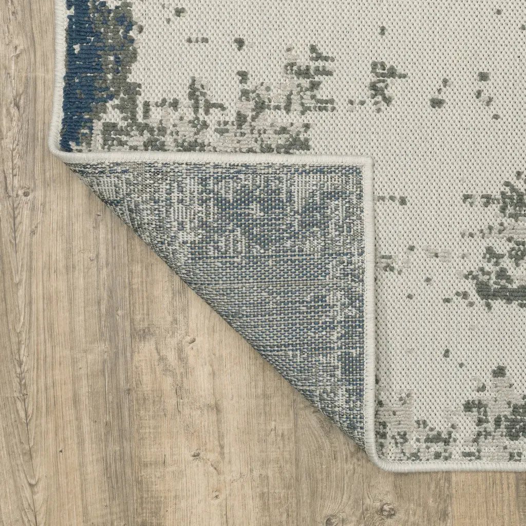 10' X 13' Blue and Beige Abstract Stain Resistant Indoor Outdoor Area Rug Homeroots Outdoor