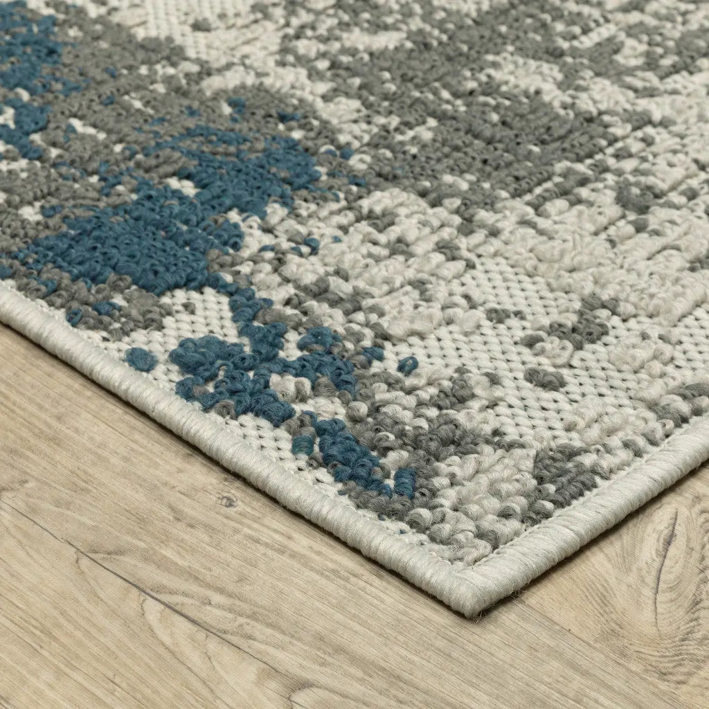 10' X 13' Blue and Beige Abstract Stain Resistant Indoor Outdoor Area Rug Homeroots Outdoor