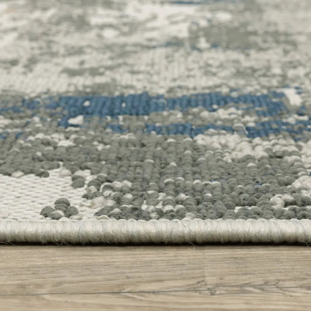 10' X 13' Blue and Beige Abstract Stain Resistant Indoor Outdoor Area Rug Homeroots Outdoor