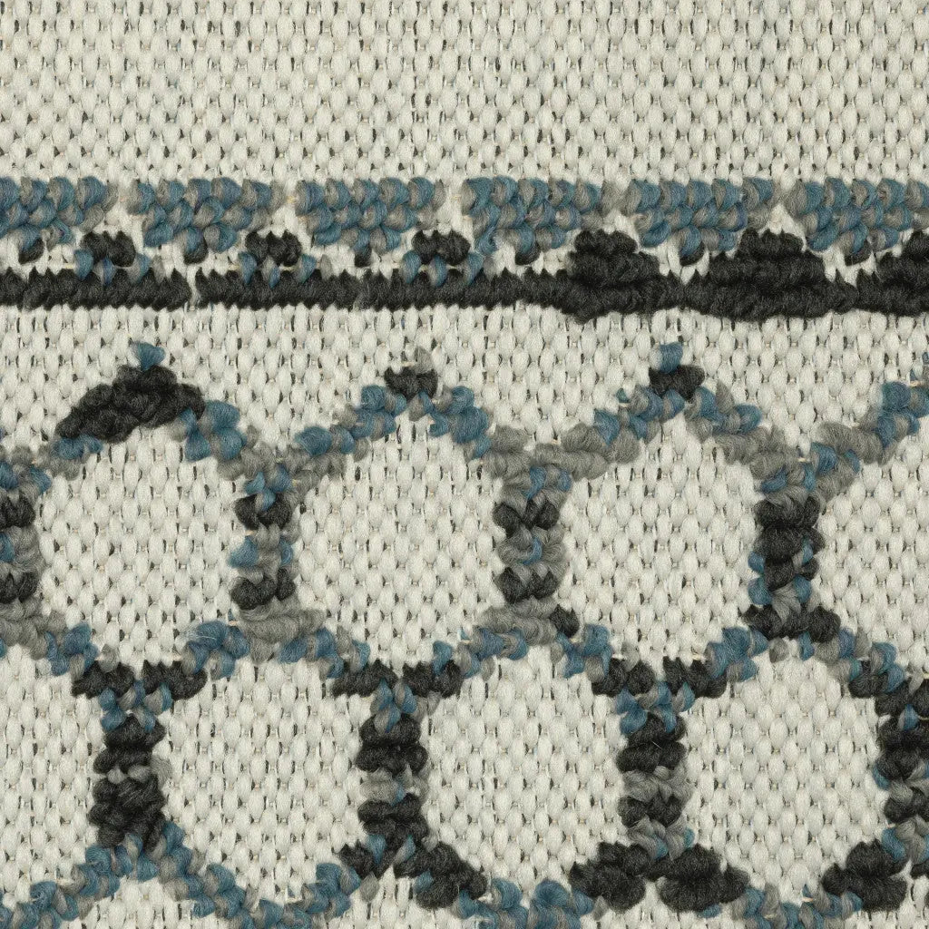 10' X 13' Blue and Beige Geometric Stain Resistant Indoor Outdoor Area Rug Homeroots Outdoor