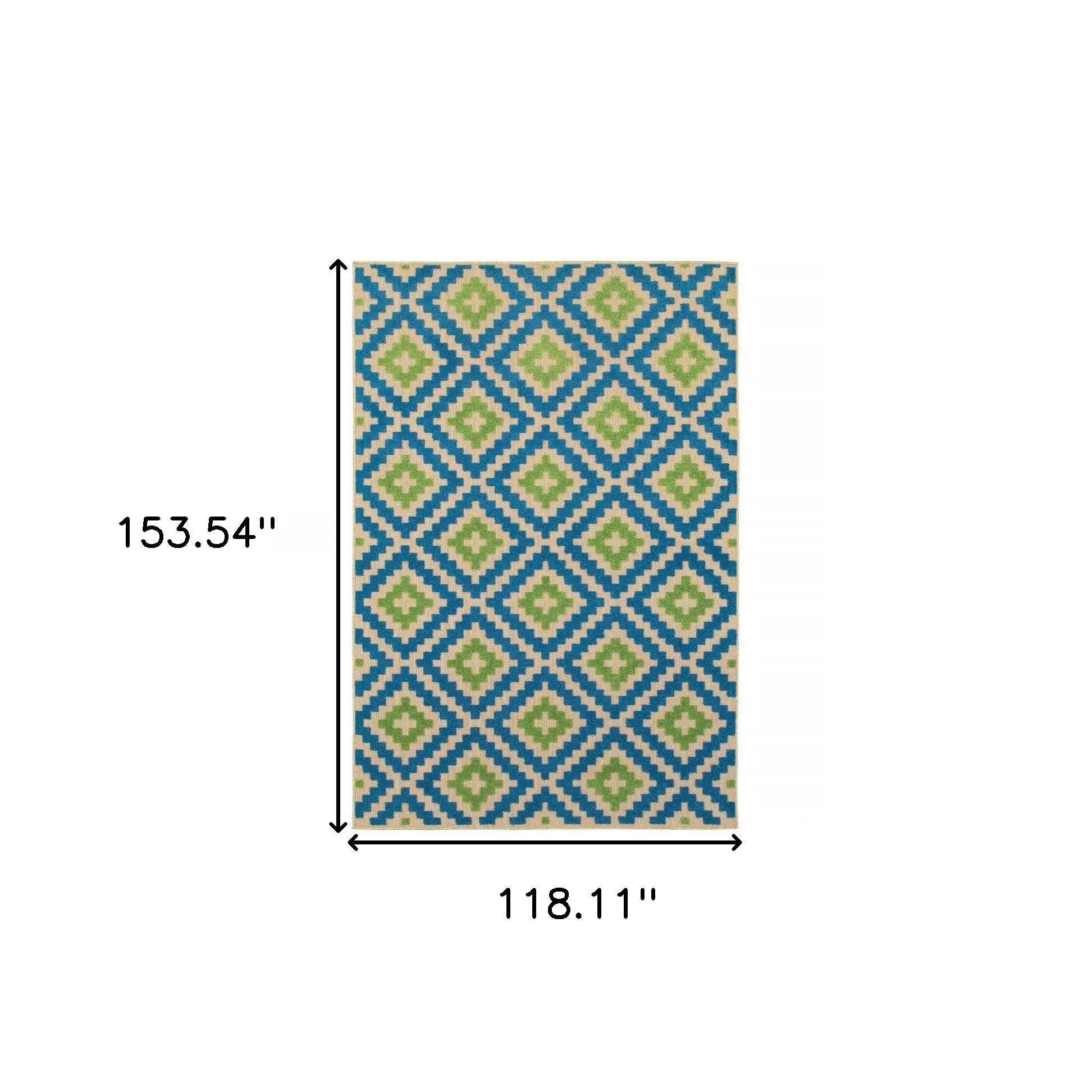 10' X 13' Blue and Beige Geometric Stain Resistant Indoor Outdoor Area Rug Homeroots Outdoor