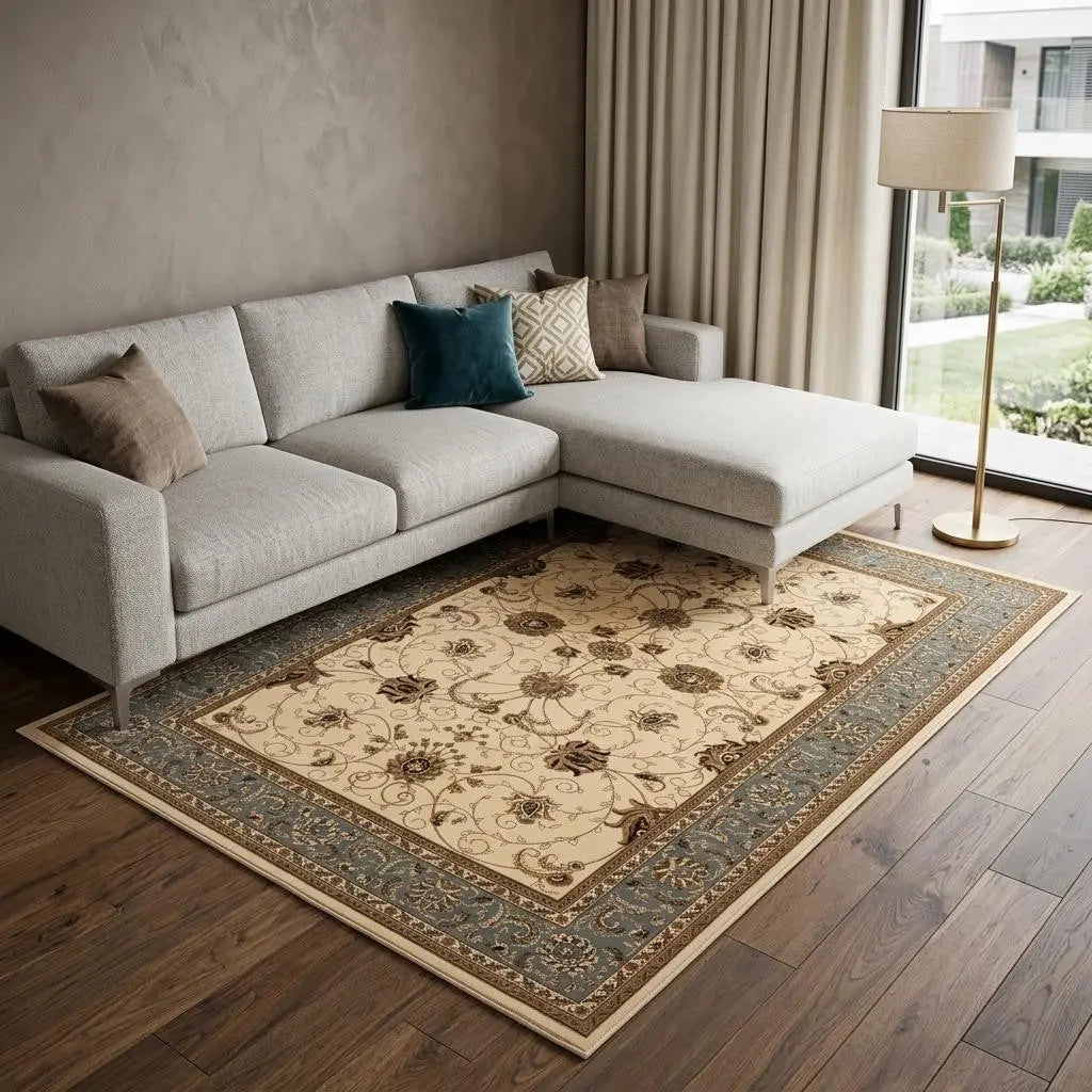10' X 13' Cream And Blue Abstract Area Rug Homeroots Home Decor