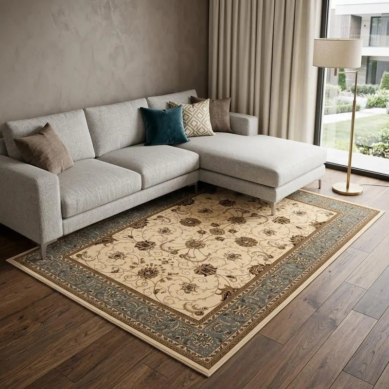 10' X 13' Cream And Blue Abstract Area Rug Homeroots Home Decor