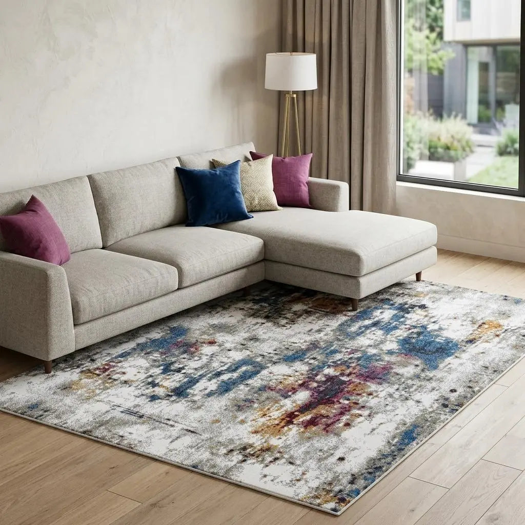 10' X 13' Cream And Blue Abstract Hand Carved Handmade Area Rug Homeroots Home Decor