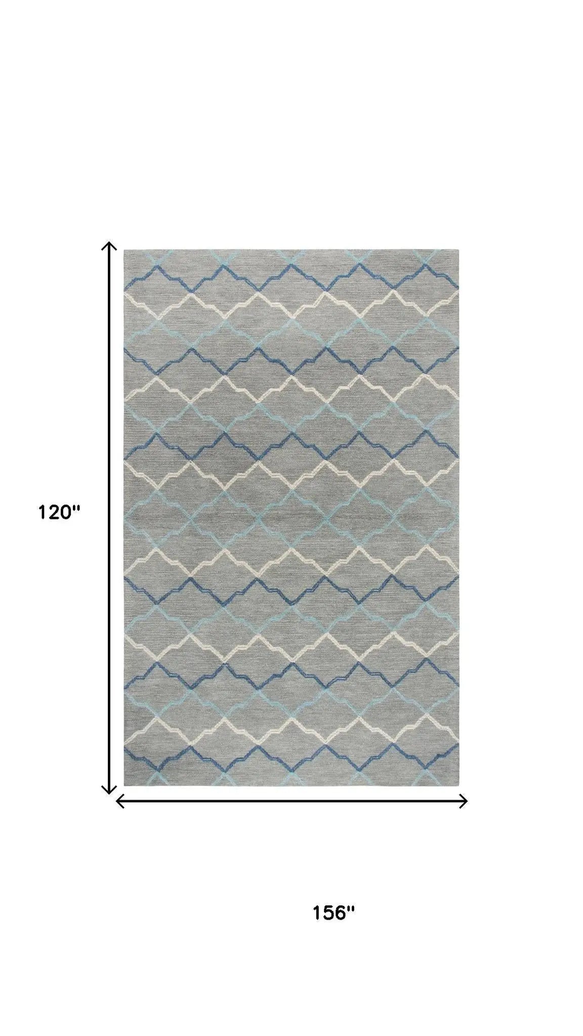 10' X 13' Gray And Blue Wool Trellis Hand Tufted Area Rug Homeroots Home Decor