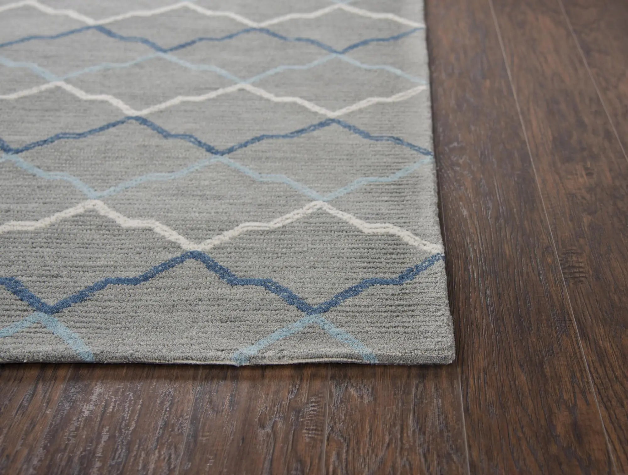 10' X 13' Gray And Blue Wool Trellis Hand Tufted Area Rug Homeroots Home Decor