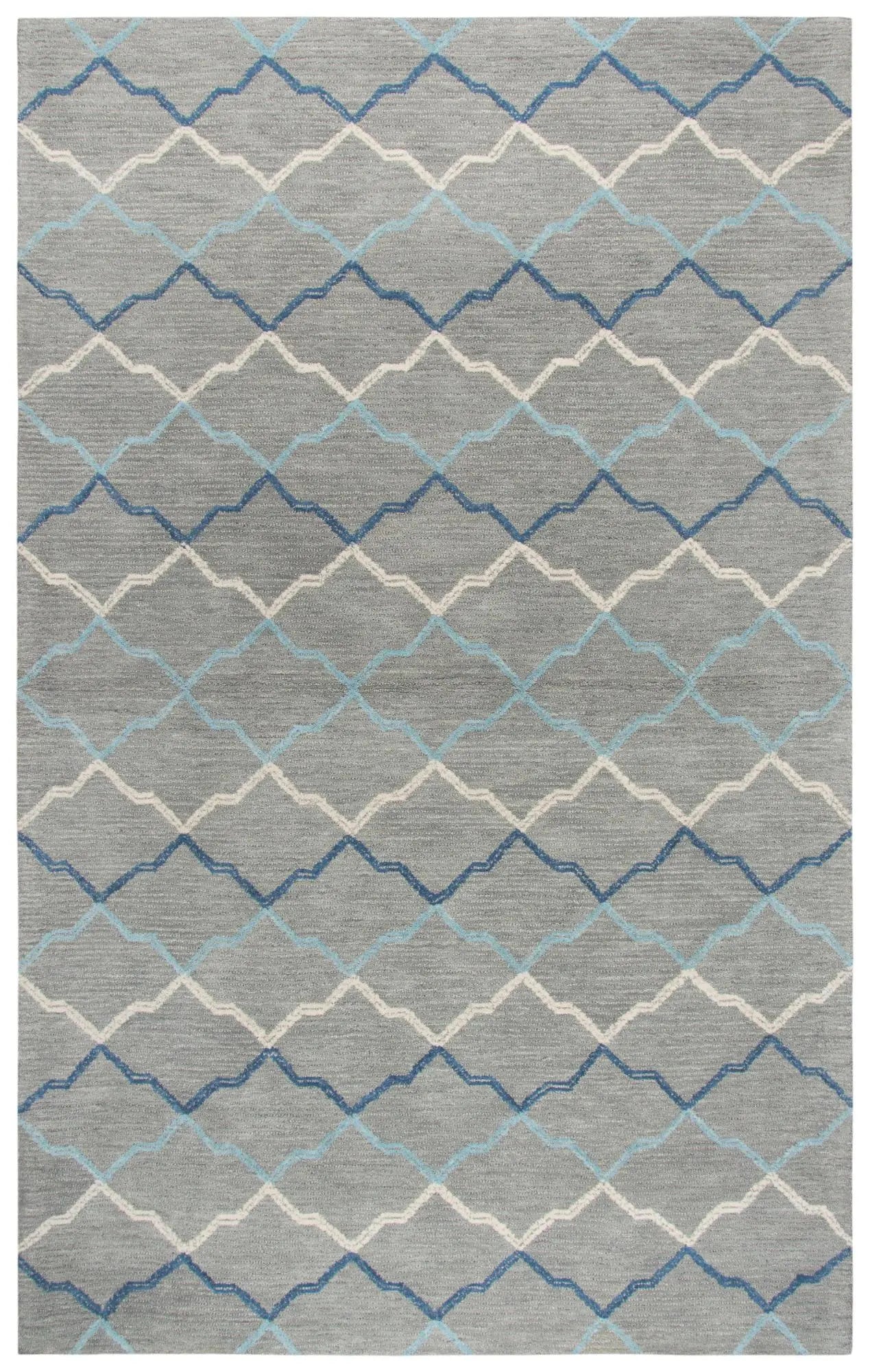 10' X 13' Gray And Blue Wool Trellis Hand Tufted Area Rug Homeroots Home Decor