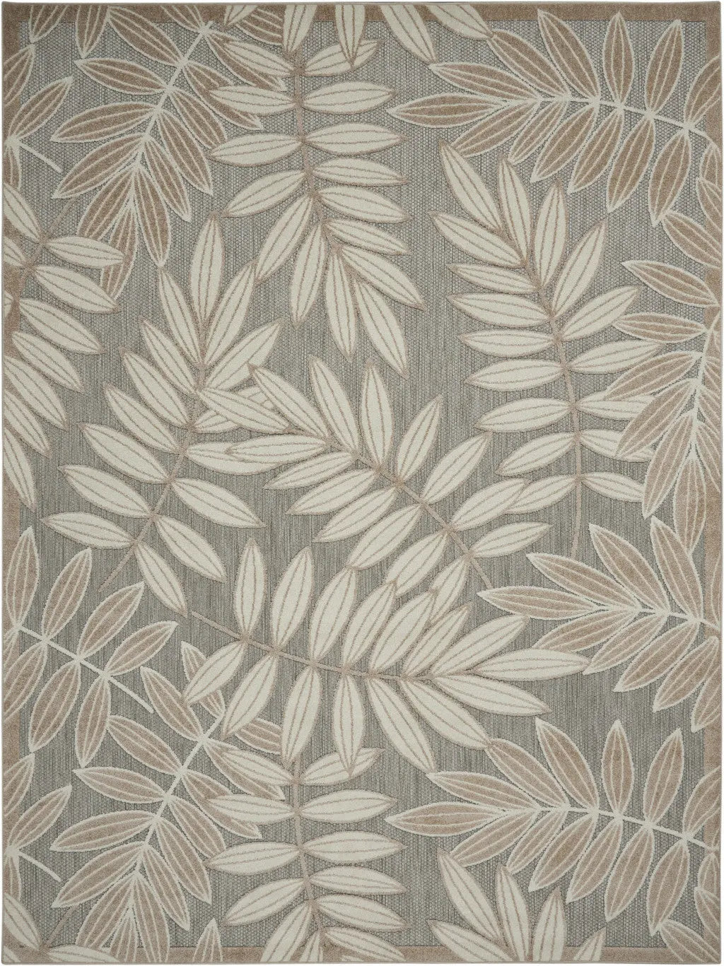 10' X 13' Gray And Ivory Indoor Outdoor Area Rug - GreatEagleInc