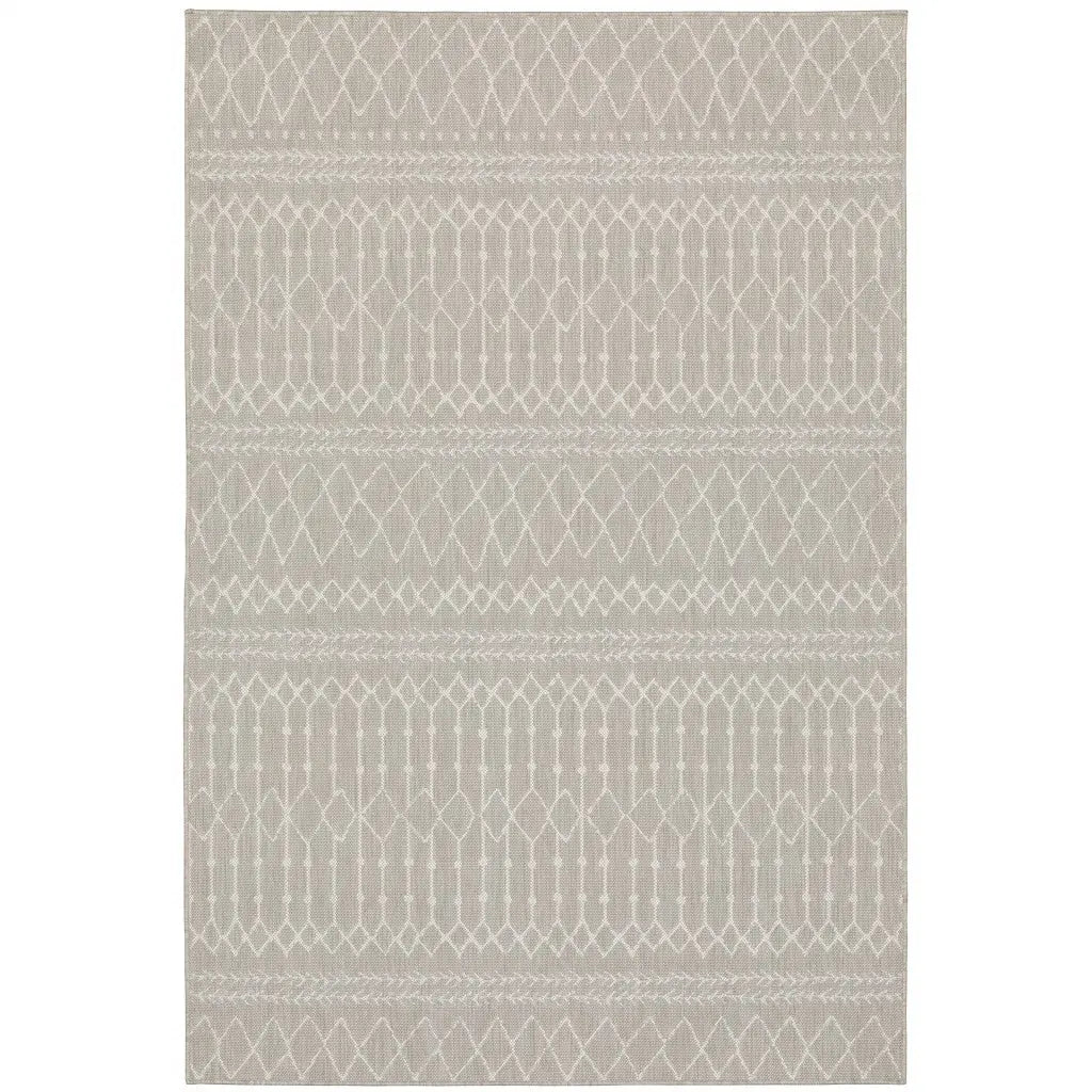 10' X 13' Gray And Ivory Indoor Outdoor Area Rug Homeroots Outdoor